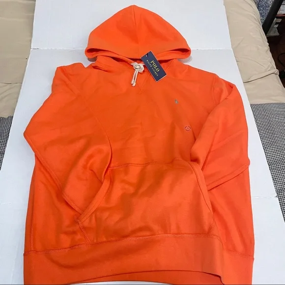 Polo by Ralph Lauren Orange Fleece hoodie Large. - Picture 4 of 6